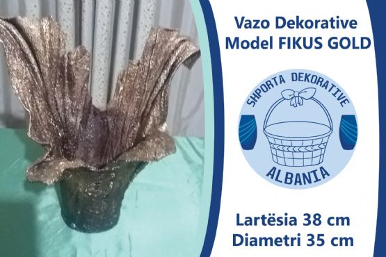 Vazo Dekorative Model Fikus Gold / Leze Dekor / Vazo Dekorative per shtepi / Vazo lulesh dekorative / Dekorime artistike / punime artizanat / Vazo per lule / Vazo moderne / Vazo Dekorative Albania / handicraft / Artworks 